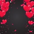 Pink baloons on background. illustration of Valentine`s day, February 14, love , space for your text. Vector illustration. Royalty Free Stock Photo