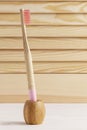 Pink bamboo toothbrush