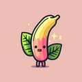 Pink Banana Squash Vegetable Cute Playful Flat Icon by Generative AI