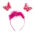 Pink band on the head with butterflies