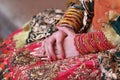 Pink bangles in bride's hand