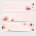 Pink banners with roses. Vector eps-10. Royalty Free Stock Photo