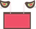 Pink banners with two birds. Royalty Free Stock Photo