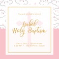 Pink baptism invitation card Royalty Free Stock Photo