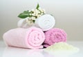 Pink bath accessories Royalty Free Stock Photo