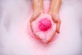 Pink Bath Bomb In Water Royalty Free Stock Photo