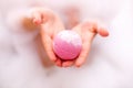 Pink Bath Bomb In Water Royalty Free Stock Photo