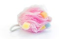 Pink Bath Puff Isolated on White Royalty Free Stock Photo