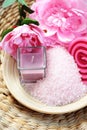 Pink bath salt Royalty Free Stock Photo