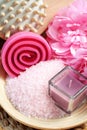 Pink bath salt Royalty Free Stock Photo