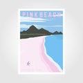 pink beach island. komodo dragon national park poster