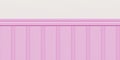 Pink beadboard or wainscot with top chair guard trim seamless pattern on white wall