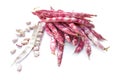 Pink beans and pods isolated Royalty Free Stock Photo