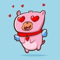 Pink bear with angel wings and heart. Vector illustration for Valentine`s day Royalty Free Stock Photo