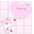 The pink bear with hearts on pink background