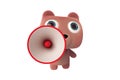 Pink bear and megaphone