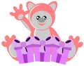 Pink bear with gift isolated