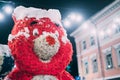 Pink bear statue as christmass decoration Royalty Free Stock Photo