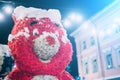 Pink bear statue as christmass decoration Royalty Free Stock Photo