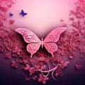 Pink beautiful decorated butterfly. World cancer day