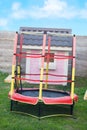 Pink beautiful House in a playground Trampoline with safety net