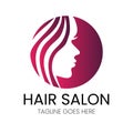 Pink Beauty or Hair Salon Logo with Woman Face