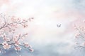 Pink beauty nature flower japanese white background floral tree branch blooming cherry blossom spring Royalty Free Stock Photo