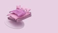 Pink bed and bedding 3d render Royalty Free Stock Photo