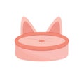 Pink bed for cat. Bed with cat ears. Flat, cartoon, vector