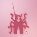 Pink Beetle bug icon isolated on pink background. Minimalism concept. 3D render illustration Royalty Free Stock Photo