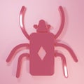 Pink Beetle bug icon isolated on pink background. Minimalism concept. 3D render illustration Royalty Free Stock Photo
