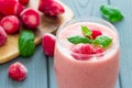 Pink Berry Smoothie with Frozen Strawberries and Mint