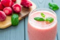 Pink Berry Smoothie with Frozen Strawberries and Mint Royalty Free Stock Photo