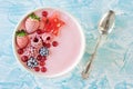 Pink Berry Yogurt Smoothie Bowl with Fruit