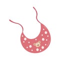 Pink bib with polka dots and bear head on white background. Royalty Free Stock Photo