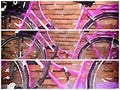 Pink bicycle digital watercolour split in 3 window