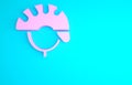 Pink Bicycle helmet icon isolated on blue background. Extreme sport. Sport equipment. Minimalism concept. 3d Royalty Free Stock Photo