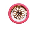 Pink bicycle  rusty wheel in the snow Royalty Free Stock Photo