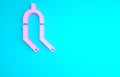 Pink Bicycle suspension fork icon isolated on blue background. Sport transportation spare part steering wheel