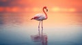 Pink big bird Flamingo in the water. Wildlife animal scene from nature. Royalty Free Stock Photo