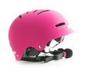 Pink bike helmet. Royalty Free Stock Photo