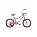 Pink bike with training wheels, kids bicycle vector Illustration Royalty Free Stock Photo