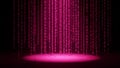 Pink Binary Code Falling Like Rain in a Spotlight on a Dark Stage digital data Royalty Free Stock Photo