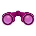 Pink binoculars icon, cartoon style Royalty Free Stock Photo