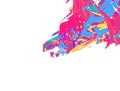 Pink Bird Art. Color Spots. Digital Picture. Illustration