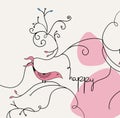 Pink bird card template