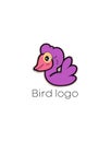 Pink bird cartoon logo.Baby swan vector illustration. Royalty Free Stock Photo