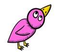 Cute Funny Pink Bird Doodle Royalty Free Stock Photo