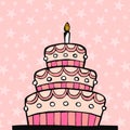 Pink birthday cake Royalty Free Stock Photo