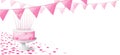 Pink birthday cake isolated vector with cake Royalty Free Stock Photo